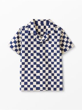 Hanna Andersson Blue & Cream Checkerboard Short-Sleeve Button Shirt